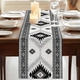 thumbnail image 3 of Black Beige Boho 90 Inch Table Runner, Vintage Ethnic Tribal Southwestern Farmhouse Dresser Scarf Cotton & Linen Tablerunner for Dining/Kitchen Island/Holiday Party Décor 13" x 90", 3 of 9