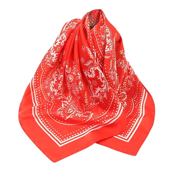 XMMSWDLA Fashion Scarves Vintage Cashew Flower Personality Small Scarf Decorated With Imitation Silk Square Scarf