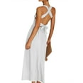 thumbnail image 5 of Biekopu Women Summer Casual Dress,Solid Color Ruched Long Tie-Up Cross Backless Cami Dress, 5 of 5