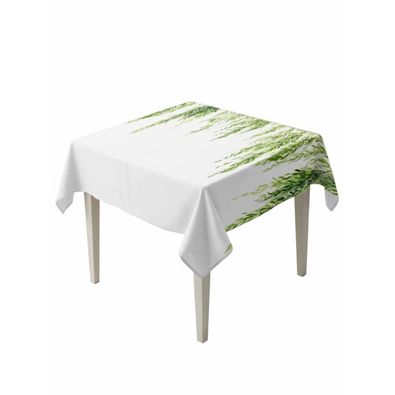 Green Table Cloth, Waterproof Tablecloth for Square Tables, Summer Botanical Leaves Watercolor Reusable Washable Fabric Table Cover for Restaurant Kitchen Dining Tables 60"x60"