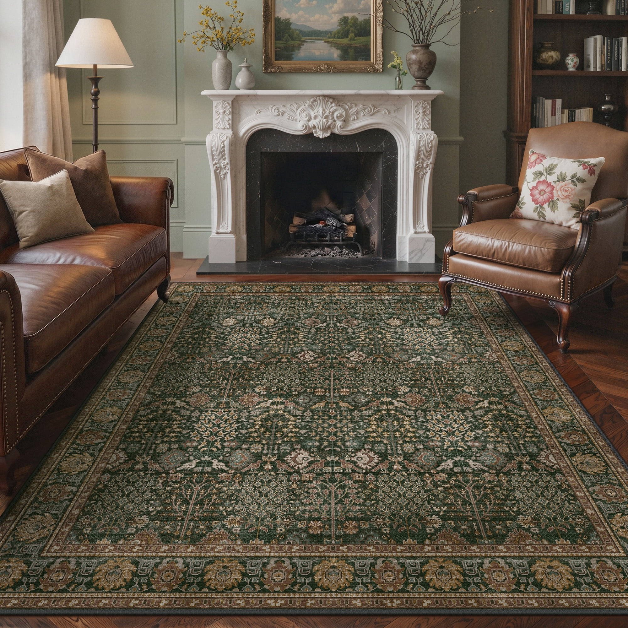 KUETH 8X10 Area Rugs Machine Washable Rugs for Living Room, Non Slip Throw Rug with Rubber Backing, Rug for Entryway、Bedroom、Kitchen、Floor and Dining Room