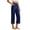 Navy, variant on BUWTTER Pants for Women Casual Blend High Waist Wide Leg Cropped Trousers Loose Comfortable Fashionable Slacks for Women Beige L