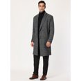 thumbnail image 4 of Abrigo a cuadros de invierno para hombre, solapa de muesca, doble botonadura, chaqueta larga, abrigo de pata de galloNegro M Unique Bargains Chaqueta, 4 of 6