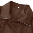 thumbnail image 6 of Women's Suede Lapel Motorcycle Jacket, Batwing Sleeve Short Style Coat, Ribbed Trim Belted Outerwear, Casual Zippered Jacket with Pockets, Spring Streetwear Fashion, Oversized Comfort Top Brown L, 6 of 8
