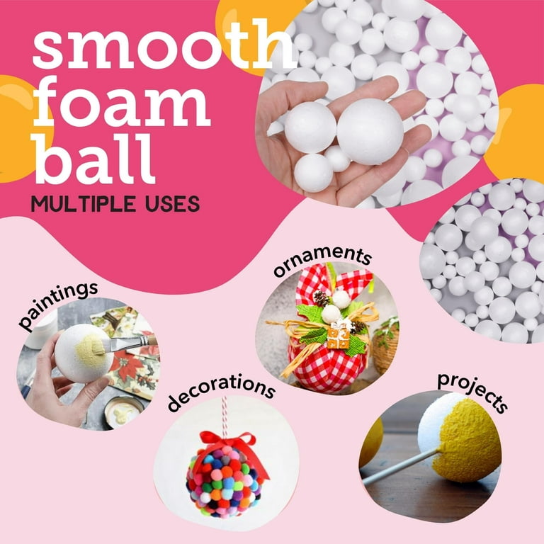 Incraftables Styrofoam Balls 240pcs (0.8, 1.2, 1.6 & 2 inch). White Assorted Foam Balls for Crafts