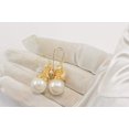 thumbnail image 4 of 14k Gold Filled White Freshwater Cultured Pearl Earrings Large Messy Goldtone Wire Wrapped Off Round Baroque With Accents Designed for Adult Women, 4 of 5