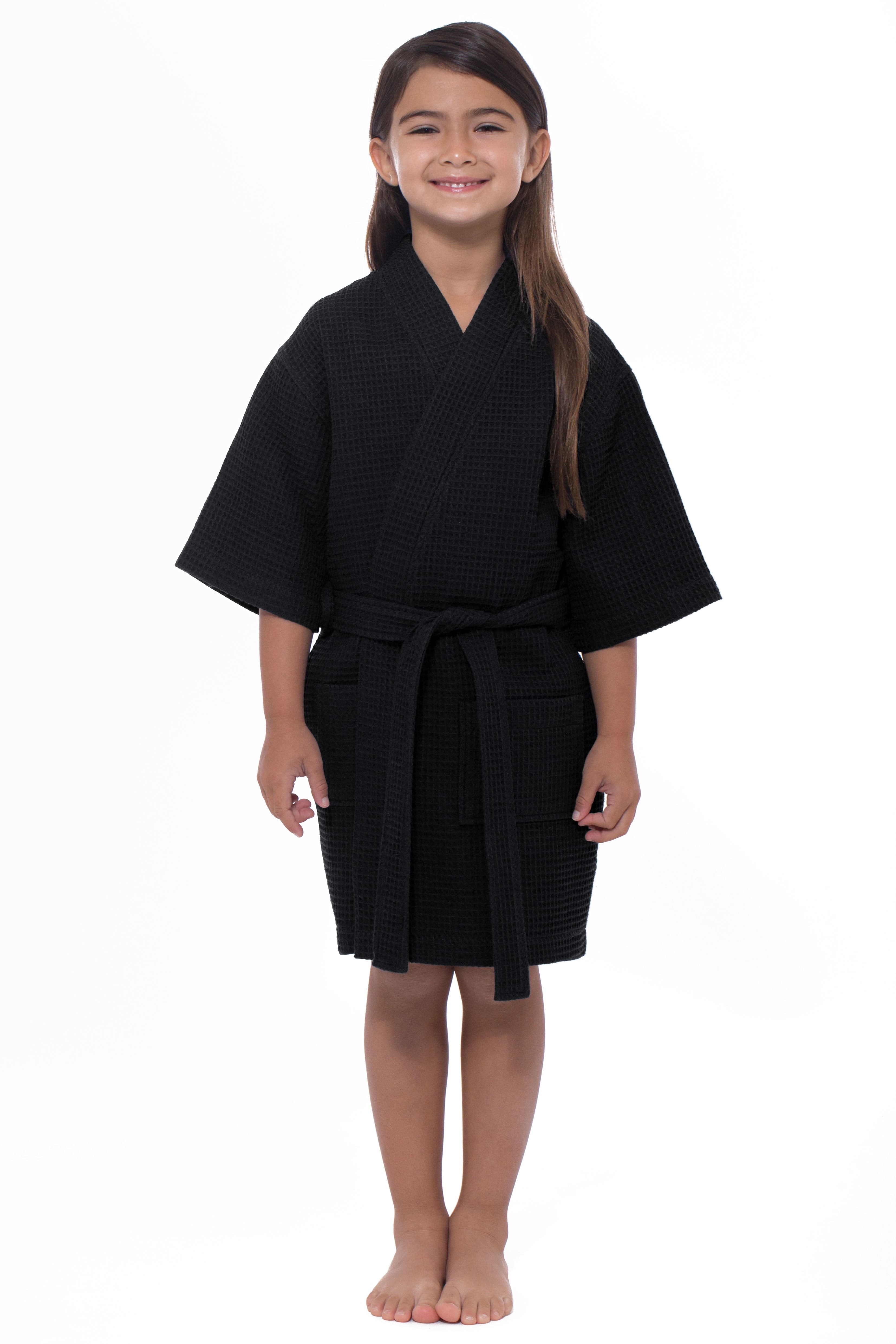 Turquaz Linen Kids Spa Party, Flower Girl Waffle Kimono Robe