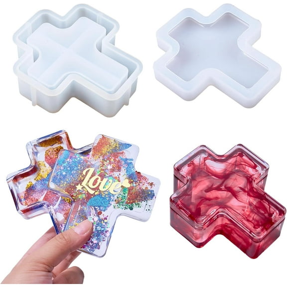 Cross Box Silicone Resin Molds Storage Mold for Epoxy Resin Clay Candle DIY Making Decorations Placement Storage