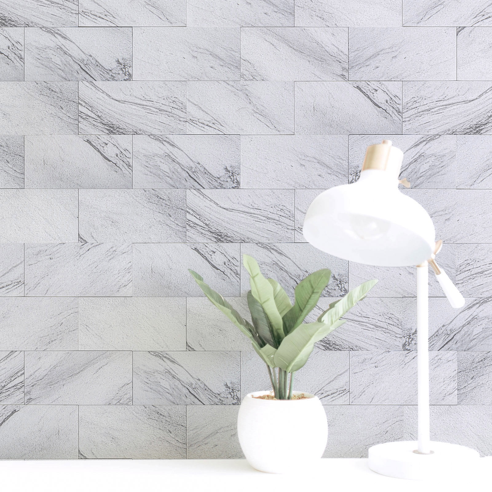Art3d 3" x 6" White Granite Peel and Stick Subway Tiles, for Kitchen Bathroom 32 Piece