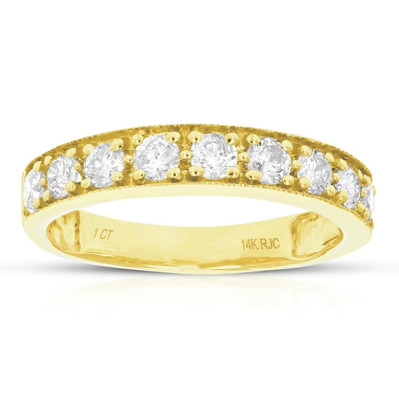 Vir Jewels 1 CTTW Diamond Wedding Band with Milgrain 14K Yellow Gold Prong Set Size 10 Female Adult