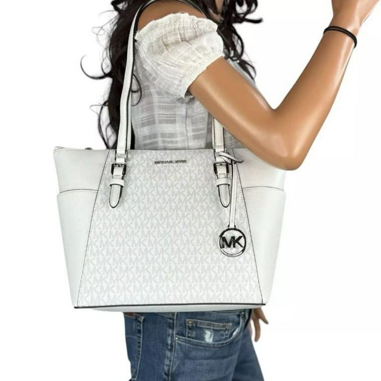 Michael Kors Womens Charlotte Large Logo and Leather Top-Zip Michael Kors Womens Charlotte Large Logo and Leather Top-Zip