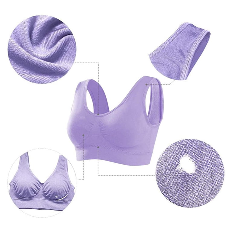 3-Pack Women's Seamless Wire-Free Bras – Racerback Sleep & Lounge Bras With Removable Pads (Blue, Pink, Light Purple)