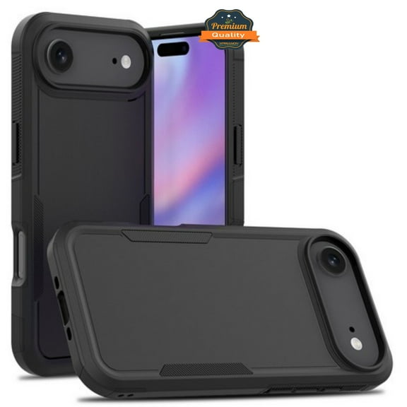 For Apple iPhone 17 Rugged Heavy-Duty Dual Layer Military-Grade, Rubber TPU Defender, Hybrid Shockproof Phone Case Cover by Xpression, Black