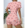 thumbnail image 2 of Women's Cherry Printed Short Sleeve Pyjamas Romper, 2 of 4
