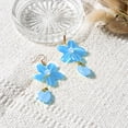 thumbnail image 2 of Romantic Light Blue Quartz Floral Teardrop Brass Earrings, 2 of 4