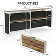 thumbnail image 3 of Ktaxon 78" Foldable Bar Table, Mobile Bar with 3-Tier Shelves & Carry Bag - Perfect for Events, Parties, Camping, Picnics, Tradeshows, and Both Outdoor/Indoor Use (Comes with Black Skirt,  Woodgrain), 3 of 7