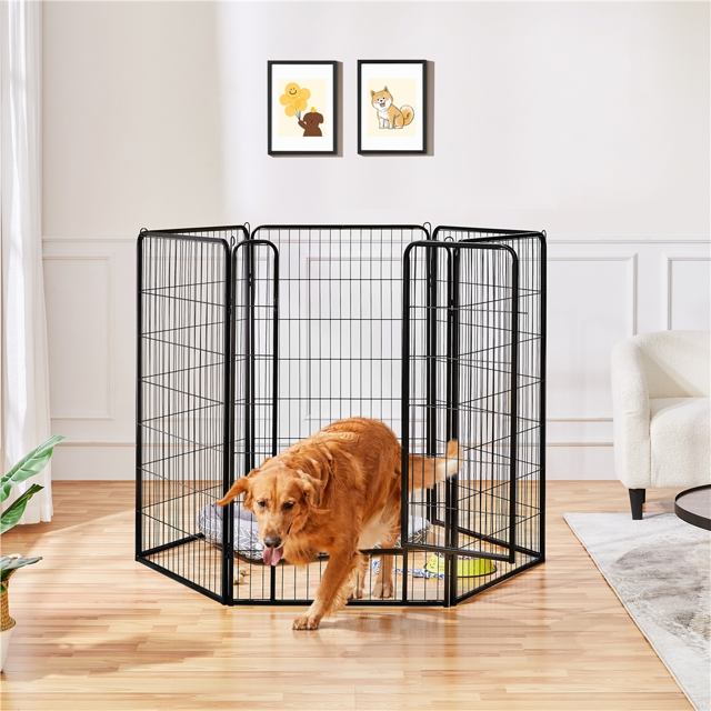 Yaheetech Enclos pour Chien de 47 Pieds' H à 6 Panneaux, Clôture Intérieure Extérieure, Noir