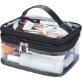 thumbnail image 4 of Double Layer Clear Cosmetic Bag Makeup Bag, Waterproof Travel Toiletry Bag, Transparent PVC Hair & Nail Accessories Pouch Beach Bag Organizer (Black), 4 of 8