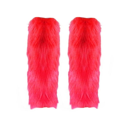 Womens Leg WarmerHeliiFashion Furry Long Stretchy Boot Socks Covers Satin LiningTrendy Warm Fuzzy Boot Cuff SleevesYellowfor Daily Fall Winter Wear Casual
