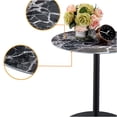 thumbnail image 3 of JERFIT Modern End Table with Black Marble Textured Glass Top, Small Accent Table for Living Room, Bedroom, Dorm, 3 of 5