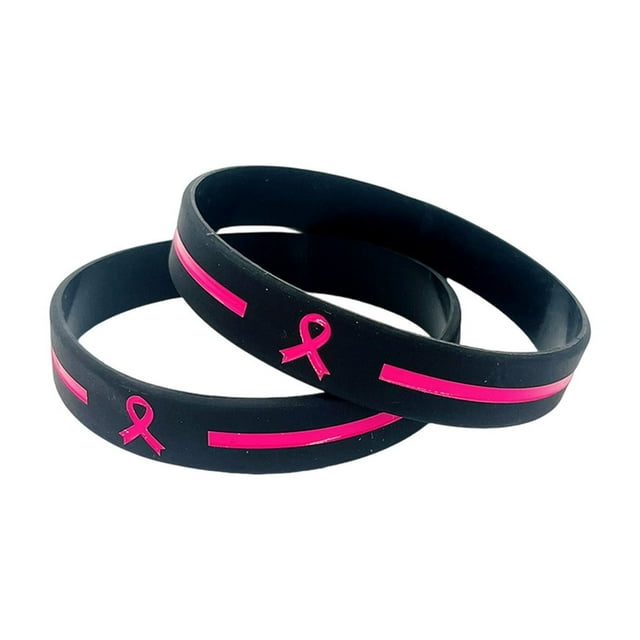 B Silicone Awareness Bracelet Pink Ribbon Wristband For Women Health Support Breast Cancer Prevention Motivational Message Promotion Event Gift Charity Fundraiser