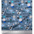 thumbnail image 1 of Soimoi Poly Georgette Fabric Planet,Rocket & Astronaut Animals Cartoon Decor Fabric Printed Yard 42 Inch Wide, 1 of 3