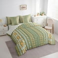 thumbnail image 3 of jejeloiu Ancient Bohemian Aztec 7 Pieces Bedding Comforter Set,Geometric Floral Print Full Bedding Set,Green Orange Fitted Sheet Flat Sheet For Men Women,Super Cozy Room Decor Reversible, 3 of 8