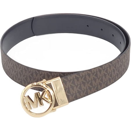 Michael Kors 558385 Brown MK Logo/Black With Gold Hardware Twist Reversible 39 Inch W