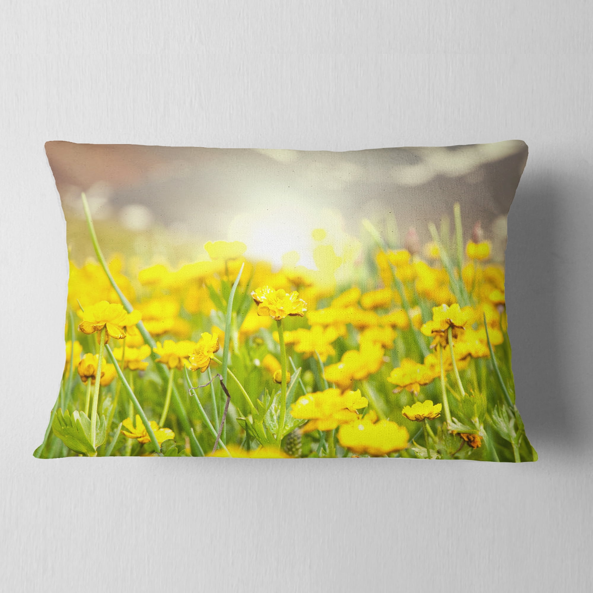 Designart 12" x 20" Yellow Polyester Throw Pillow