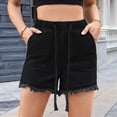 thumbnail image 4 of Shorts Vaqueros de Mezclilla con Cintura Elástica y Cordón Ajustable para Mujer Negro XL, 4 of 8