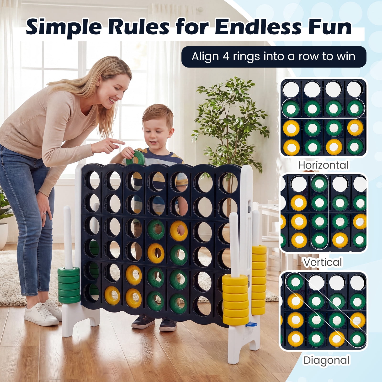 Costway Jumbo 4-to-Score 4 in A Row Giant Game Set Outdoor Indoor Kids Adults Family Fun