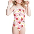 thumbnail image 4 of FOR U DESIGNS Cute Swimsuits for Teen Girls Halter Neck Bathing Suit Size 9-10 Strawberry Daisy Bee Sleeveless Swimwear with Adjustable Neck Strap, 4 of 6