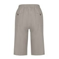 thumbnail image 5 of Dealovy Womens Casual Shorts Cotton Linen Drawstring High Risse Baggy Summer Lounge Knee Length Shorts, 5 of 6