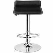 Resenkos Set of 2 PU Leather Bar Stools Dining Chairs with Adjustable Counter Height Footrest, Black