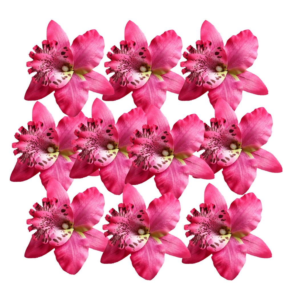 10pcs Artificial Silk Orchid Flower Head for DIY Bridal Corsage Headwear 9cm 