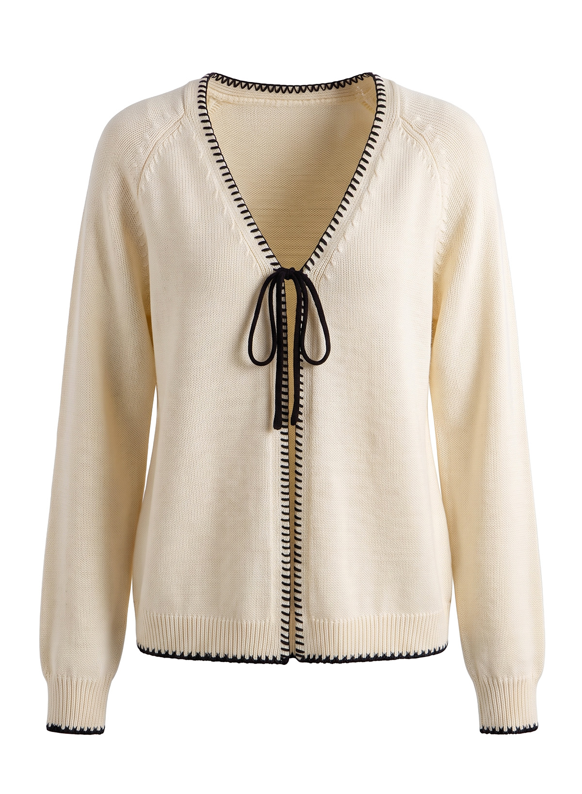 SHEWIN Women's Bow Tie Chunky Cardigan Sweater V-Neck photo 5