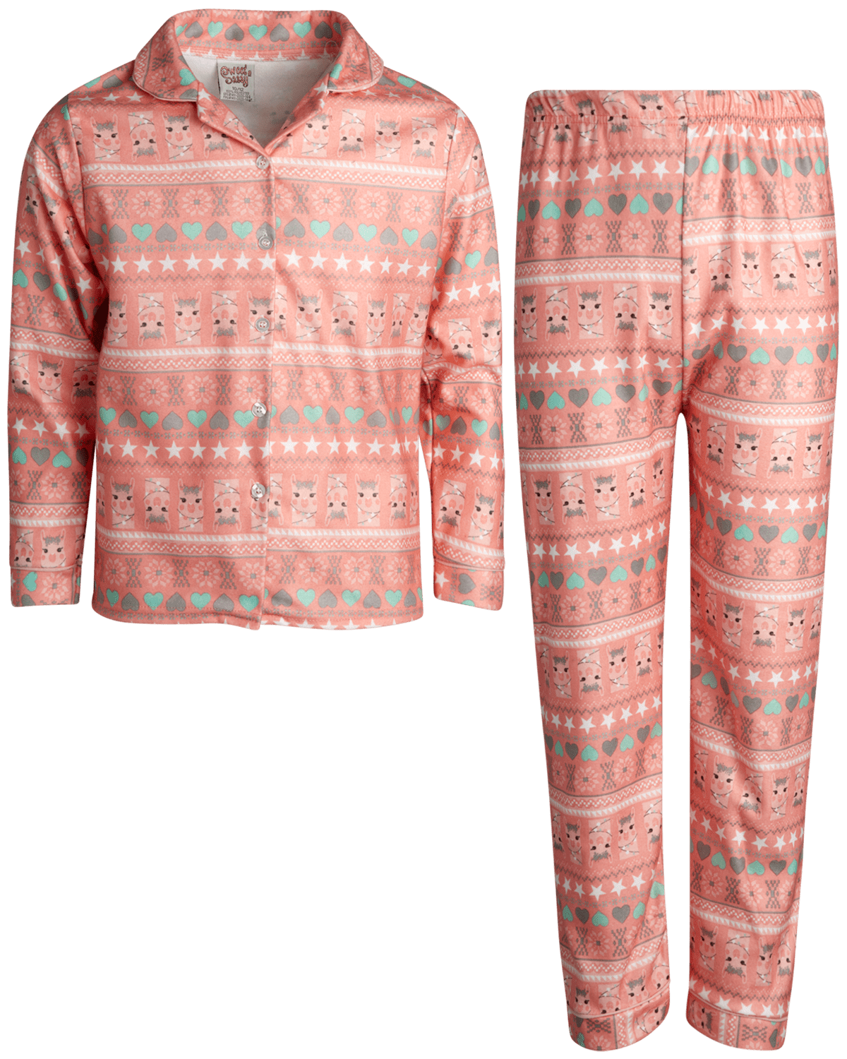 Sweet & Sassy Girl's Flannel Pajamas 2 Piece Long Sleeve Button Down