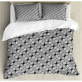 thumbnail image 1 of Trellis Duvet Cover Set King Size, Lattice Lines Modern Monochrome Grid Abstract Zigzags Ornamental Print, Decorative 3 Piece Bedding Set with 2 Pillow Shams, Charcoal Grey and White, by Ambesonne, 1 of 3