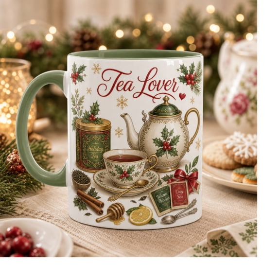 Mug Tea Lover Holiday Floral Ceramic Coffee Cup for Tea Drinkers