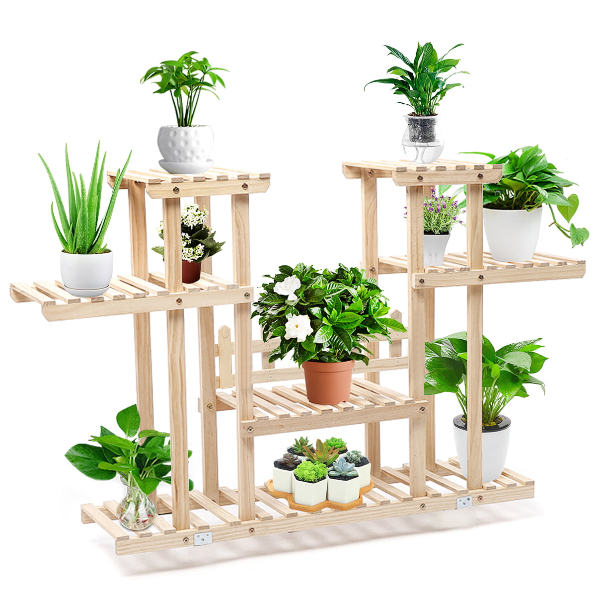 Wood Flower Pot Bonsai Rack Holder Indoor Home Garden Display Plant Stand Shelf 