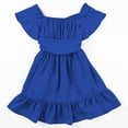 thumbnail image 1 of XASZHN Robes d'Été Décontractées pour Filles, Robe à Nouer dans le Dos, Taille 4-13 Ans, Bleu M/130, 1 of 9