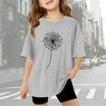 thumbnail image 2 of Toddler Short Sleeve Tee Shirts Girls 4t Dandelion Print Short Sleeve T Shirt Top Soft Comfy Breathable Baby Clothes for Girls,Grey,130, 2 of 6