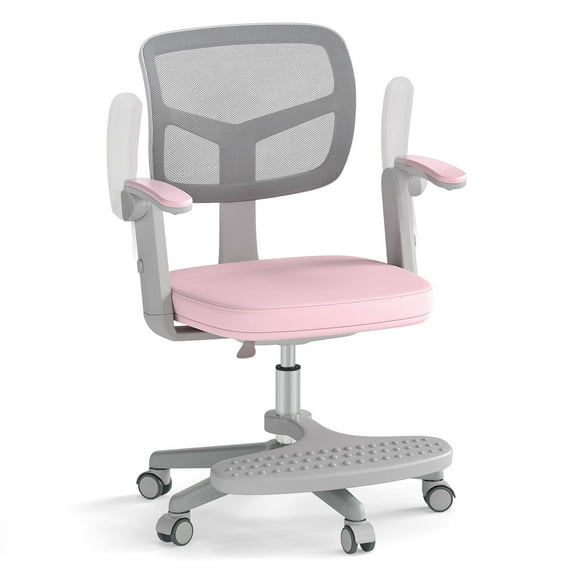 Costway Chaise de Bureau pour Enfants Chaise d'Étude pour Enfants avec Hauteur Réglable, Accoudoirs et Repose-Pieds Rose