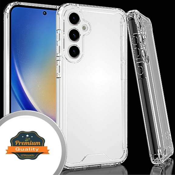 Xpression Cover for Samsung Galaxy A35 5G Slim Fit Frame Shockptoof Hybrid Rubber Silicone Gummy TPU Clear Hard Back Protective Shell Phone Case - Transparent