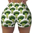 thumbnail image 2 of Haiem Cute Broccoli No Front Seam Biker Shorts for Women Yoga Workout Gym Bike Shorts with Tummy Control Moisture-Wicking-XX-Large, 2 of 9