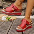 thumbnail image 6 of Wensltd Women Wide Width Sandals Wedge Solid Color Summer Sandals Comfortable Wedge Heel Casual Outdoor Walking Shoes, 6 of 9
