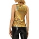 thumbnail image 3 of Camiseta sin mangas metálica INSPIRE CHIC para mujer, blusa brillante de fiesta, 3XL, dorado claro, 3 of 6