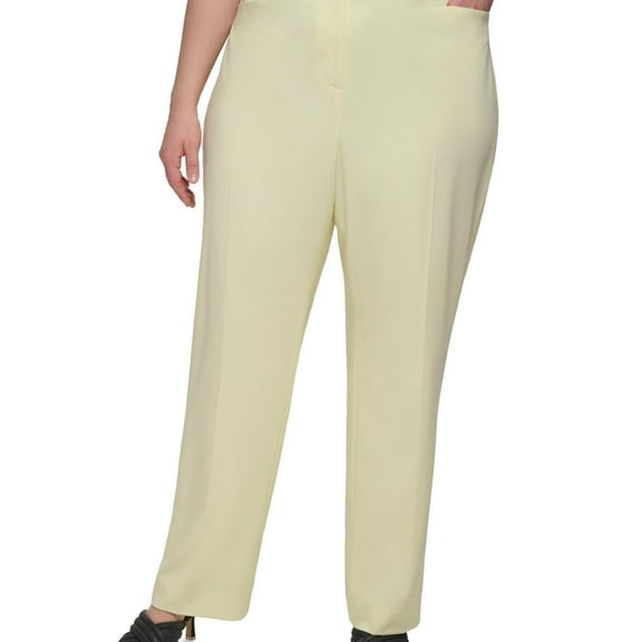 Calvin Klein Womens Lux Modern Dress Pants, Yellow, Plus Size, 14W