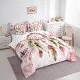 thumbnail image 3 of Ensemble de Literie « Bed in a Bag » Attrape-Rêves Bohème 7 Pcs pour Filles Femmes, Ensemble de Literie Ombré Rouge, Ensemble de Couette Pleine Grandeur Boho à Plumes Dégradées Chic Papillon, Ensemble de Lit Esthétique Abstrait, 3 of 6