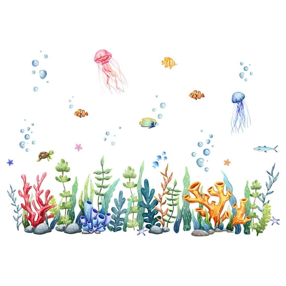 Pompotops Seaweed Jellyfish Bubble Wall Stickers Children's Room Background Wall Room Decoration Wall Stickers Self-adhesive Wall Stickers Clearance